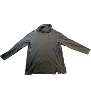 Raphaella Hunter Green Embellished Sweater With Faux Leather Zipper Detail 1X